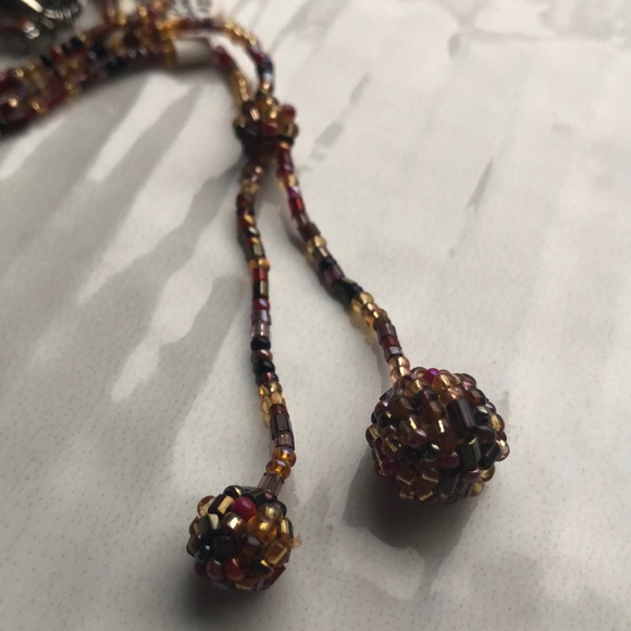 3 Ball Dangle Sienna Hand Beaded Necklace - Picture 2 of 6